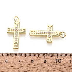Pendentifs religieux en laiton sertis de micro-pavés de zircone cubique transparente&nbsp;KK-T080-49G