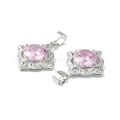 Anhänger aus Messing mit Mikropavé und rosa Zirkonia&nbsp;KK-L208-02P
