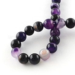 Окрашенные натуральные полосатые агат / полосатый агат круглых бортовых нитей&nbsp;G-R342-6mm-03