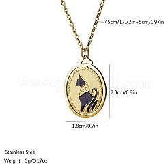 Винтажное ожерелье из нержавеющей стали с овальной подвеской в виде египетской черной кошки для подарков на Хэллоуин и день рождения&nbsp;ST1427-1