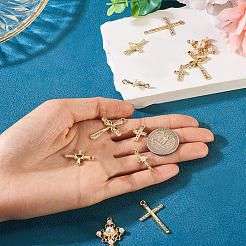 12 Stück 6 Stile Kreuz Legierung Strass & Kunststoff Perle Anhänger & Link Zubehörse Kits&nbsp;FIND-TA0007-90