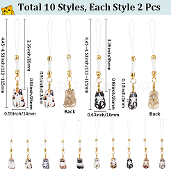 20 шт. 10 стиля эмалевых мобильных ремешков в форме кошки HJEW-SC00133
