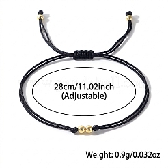 Braccialetti regolabili da donna con perline rotonde in ottone e cordino intrecciato in poliestere.&nbsp;ZQ0354-1