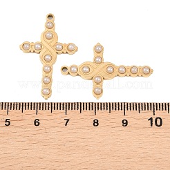 Anhänger aus 304 Edelstahl und ABS-Kunststoff mit Kunstperlen&nbsp;STAS-Z190-02G