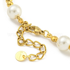Collane con perle rotonde in acciaio inossidabile 304 e acciaio inossidabile 201 e plastica per le donne&nbsp;NJEW-G144-02G