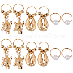 2 borsa ciondolo in lega con treccia per capelli a forma di animali marini&nbsp;OHAR-BM0001-05
