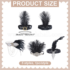 5 pieza de 5 estilos de plumas con diademas de plástico&nbsp;OHAR-WR0001-08