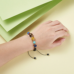 7 chakra nove braccialetti con perline intrecciate di pianeti&nbsp;BJEW-TAC0001-01