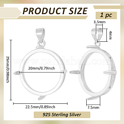 1 шт. 925 оправы для подвески из стерлингового серебра в форме кабошона&nbsp;STER-BC0003-81