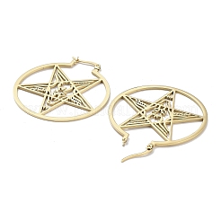 Anello in acciaio inossidabile 304 con orecchini a cerchio a stella per donna&nbsp;EJEW-R156-02G