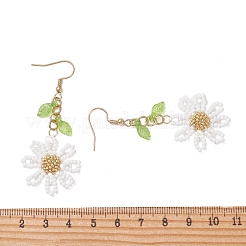 Ohrringe mit Blumenanhänger aus Edelstahl 304 und Glasperlen&nbsp;EJEW-MZ00739