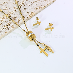 Edelstahl-Kreuzohrstecker- und Anhänger-Sets für Damen&nbsp;XJ0162
