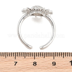 Anillos abiertos tipo brazalete de latón con microengaste de circonitas cúbicas para mujer.&nbsp;CU-CBA0A21-05P