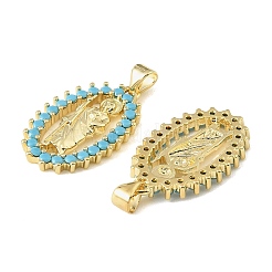 Pendentifs en laiton micro pavé de zircons cubiques bleu ciel&nbsp;CU-CBA6938-11G-01