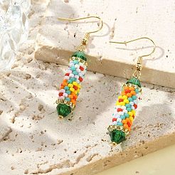 Плетеные серьги-колонны с подвесками&nbsp;EJEW-MZ00060-03