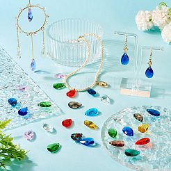 100шт граненые стеклянные подвески в форме капли&nbsp;GLAA-KS0001-11