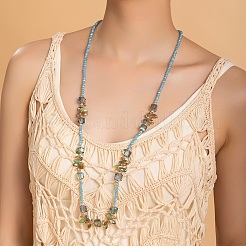 Богемный стиль отпуск стеклянные капли куб круглые бусины длинные женские винтажные модные ожерелья&nbsp;OA6188-3