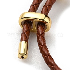 Bracciale a maglie con barra a colonna in ottone con cordini in cuoio&nbsp;BJEW-G675-05G-12