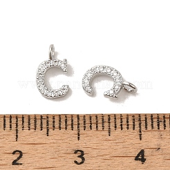 Pendentifs de lettre initiale en laiton avec zircone cubique de micro pave&nbsp;ZIRC-F008-C