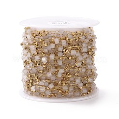 Placcatura ionica (ip) catene di perline quadrate naturali&nbsp;AJEW-J035-02G-06