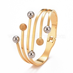 Bracelet manchette ouvert avec 201 boules en acier inoxydable&nbsp;BJEW-G648-01G