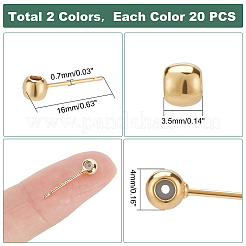 40 шт. 2 цвета латунная фурнитура для сережек-гвоздиков&nbsp;KK-PH0004-80