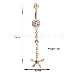 Joyas de piercings reales 18k chapado en oro de latón rhinestone estrella ombligo anillos anillos del vientre&nbsp;AJEW-EE0001-69