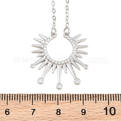 Colliers pendentifs soleil en laiton sertis de micro-pavés de zircon cubique transparent&nbsp;KK-CBA4547-09P