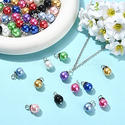 50 шт. подвески из круглых бусин из двухцветного стекла и жемчуга&nbsp;PALLOY-YW00151