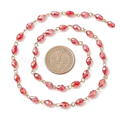 Цепочки из овальных стеклянных бусин&nbsp;AJEW-JB01471-02