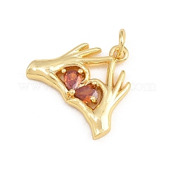 Ciondoli in ottone con micro pavé di zirconi cubici arancioni e rossi&nbsp;KK-E798-03G