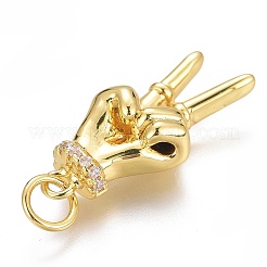 Colgantes asl de circonita cúbica transparente micro pavé de latón&nbsp;X-ZIRC-Z008-32G