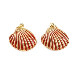 Подвески в форме ракушек из латуни с эмалью&nbsp;KK-I377-06G-A