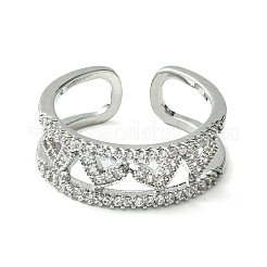 Кольцо из латуни с микропаве из кубического циркония&nbsp;RJEW-Z033-09B