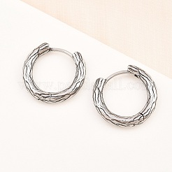 Серьги-кольца из хирургической нержавеющей стали 316 с текстурой&nbsp;EJEW-C160-10A-AS