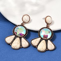 Серьги-гвоздики из сплава синтетической бирюзы&nbsp;LS-EJEW-U053-04A-R