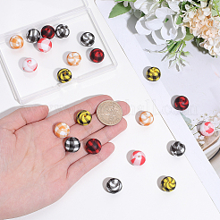 30 pièces 5 styles de perles focales rondes en silicone&nbsp;SIL-SC0003-28