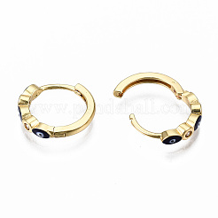 Latón micro pavimenta circonio cúbico pendientes de aro huggie&nbsp;X-EJEW-T014-09G-01-NF