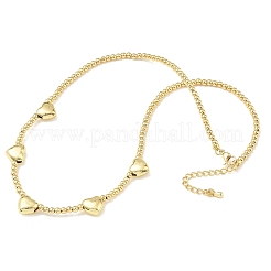 Collane di ottone con perline a forma di cuore tondo&nbsp;NJEW-Z120-01G