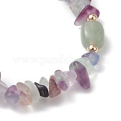 Stretch-Armbänder aus natürlichen Fluoritsplittern und quaderförmigen Perlen für Frauen&nbsp;BJEW-JB10808-05