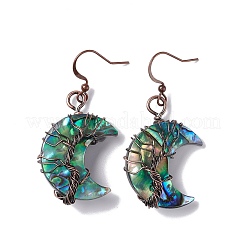 Orecchini pendenti con falce di luna in conchiglia di paua naturale&nbsp;EJEW-G307-01