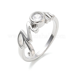 Anelli da donna in ottone con micro pavé di zirconi cubici per la festa della mamma&nbsp;RJEW-K261-15A-P