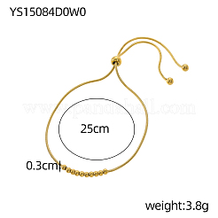 Bracelet coulissant en acier inoxydable 304 à perles rondes et maille serpent pour femme&nbsp;BJEW-A26-03-24-1