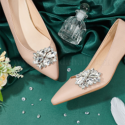 1 пара украшений для обуви из цветного стекла и стразов из сплава цветов&nbsp;FIND-FG0003-37