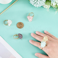 5 stücke 5 arten natürliche gelbe quarz & fluorit & rose quarz & amethyst & quarz kristall einstellbare finger ringe&nbsp;RJEW-FG0001-02