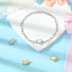 4 шт. 4-х стилевые застежки-коробочки из латуни с микропаве из прозрачного кубического циркония&nbsp;KK-CJ0003-35