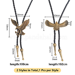 2 stücke 2 arten legierung adler anhänger bolo tie halsketten&nbsp;NJEW-HY0001-16