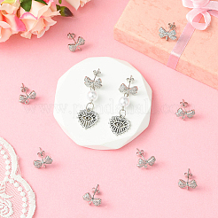 5 пара фурнитуры для сережек-гвоздиков из латуни с покрытием и кубическим цирконием&nbsp;KK-SC0006-78P