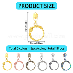 18 шт. двухцветные литые бегунки-молнии с подвеской в виде венка&nbsp;FIND-GF0008-40