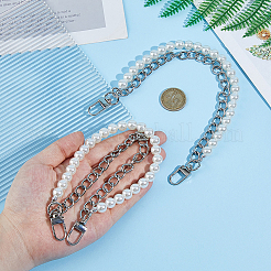 Алюминий и белый пластик искусственный жемчуг двухслойные декоративные цепочки для кошельков&nbsp;FIND-WH00670-127A